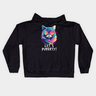 Party Cat in Sunglasses Men Women 90s Retro Pun Funny Cat Kids Hoodie